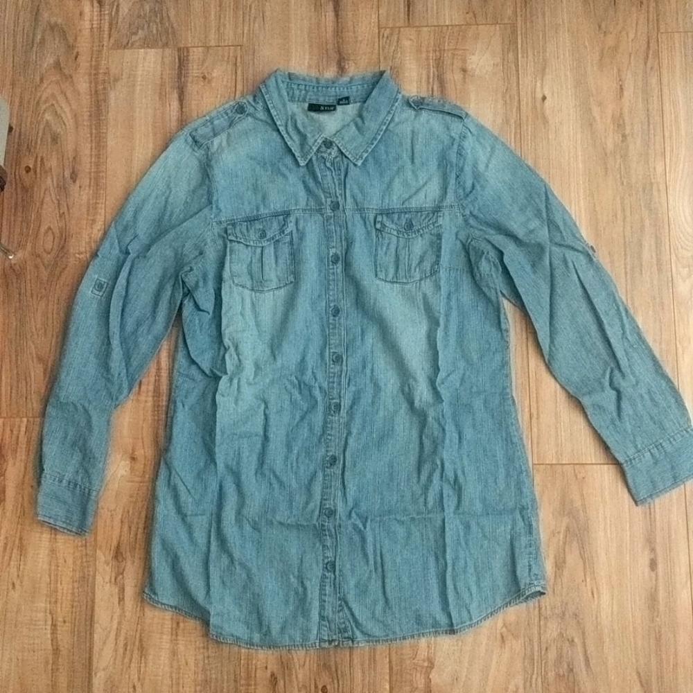 Denim button down shirt. Perfect for JC Penney Photo shoot